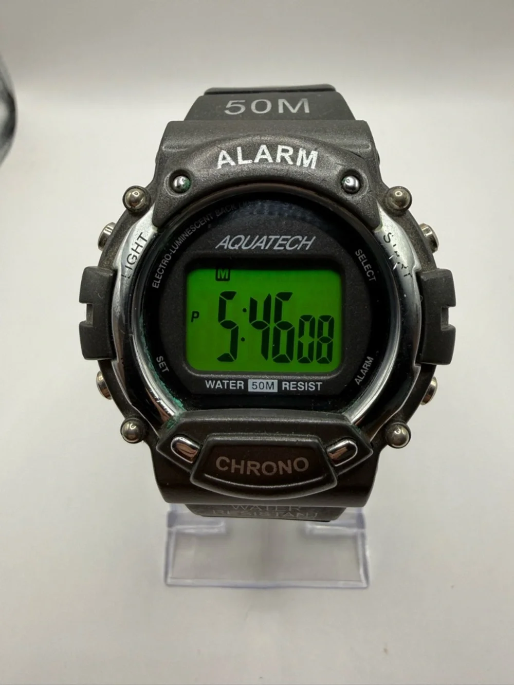 Aquatech Digital Watch Sports Chrono CR2025 GSI AQT24015 Stainless Ba